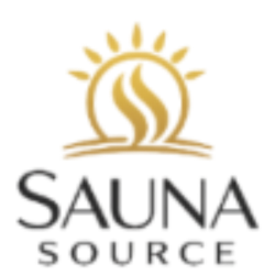 Logo of Sauna Source with a stylized sun design on a white background